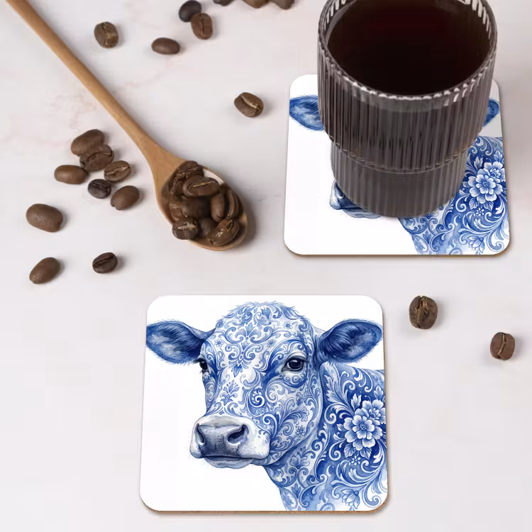 Onderzetter - Illustratie - Koe - Blauw — 4