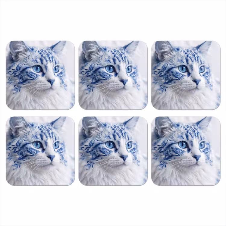 Onderzetter​ - Kat - Patroon - Blauw — 1