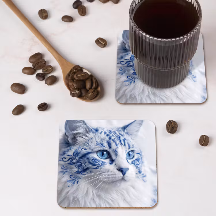 Onderzetter​ - Kat - Patroon - Blauw — 4