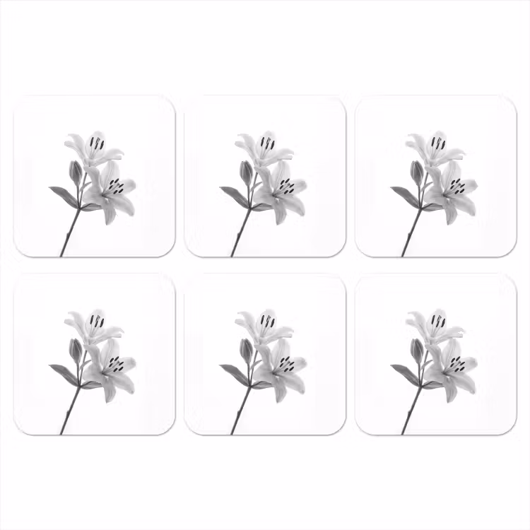 Onderzetter - Lelies - Elegant - Zwart - Wit — 1