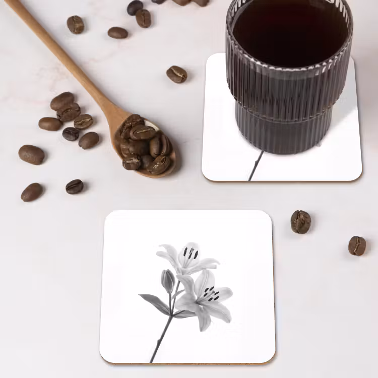 Onderzetter - Lelies - Elegant - Zwart - Wit — 4