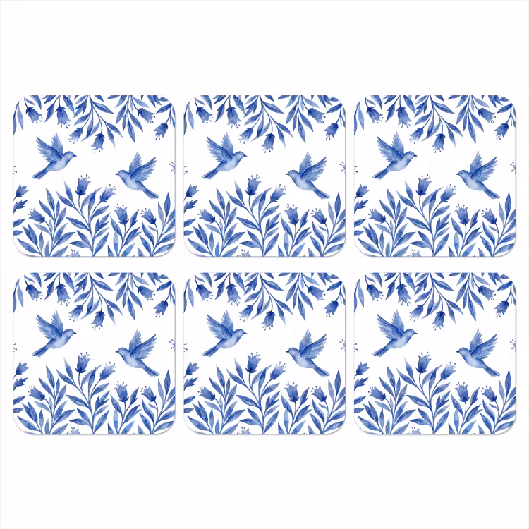 Onderzetter - Modern - Vogels - Delfts - Blauw — 1
