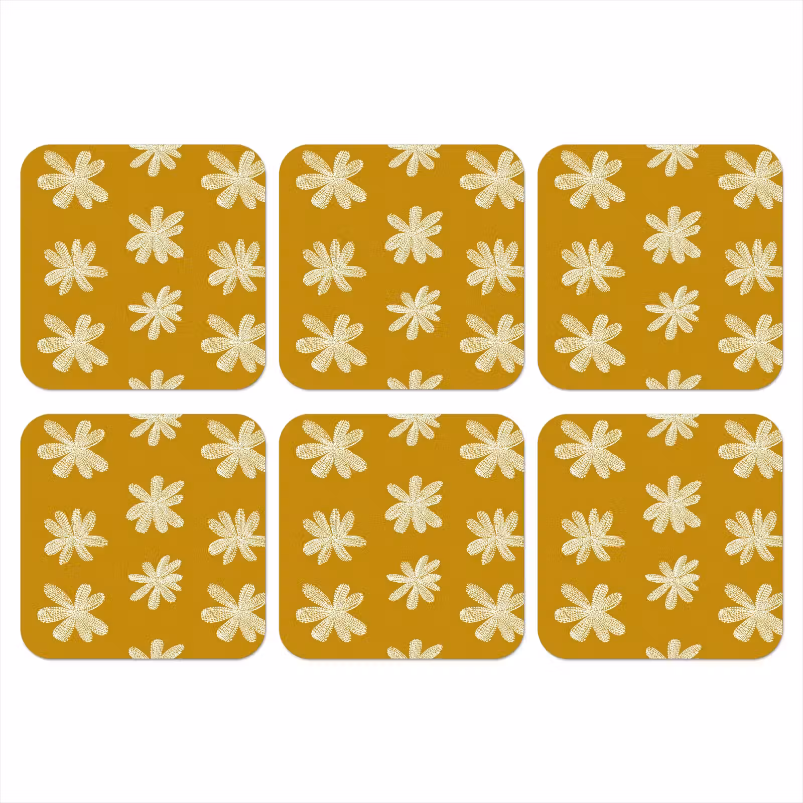 Onderzetter - Bloem - Speels - Okergeel — 1