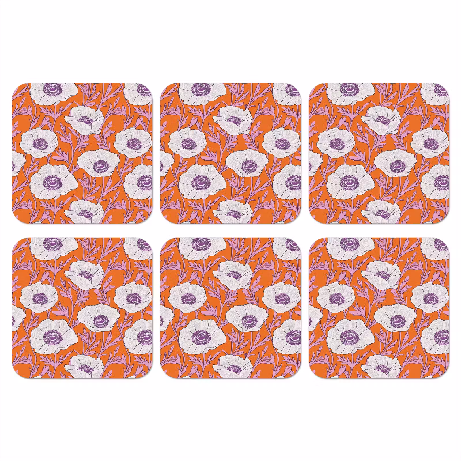Onderzetter - Bloemen - Grafisch - Oranje — 1