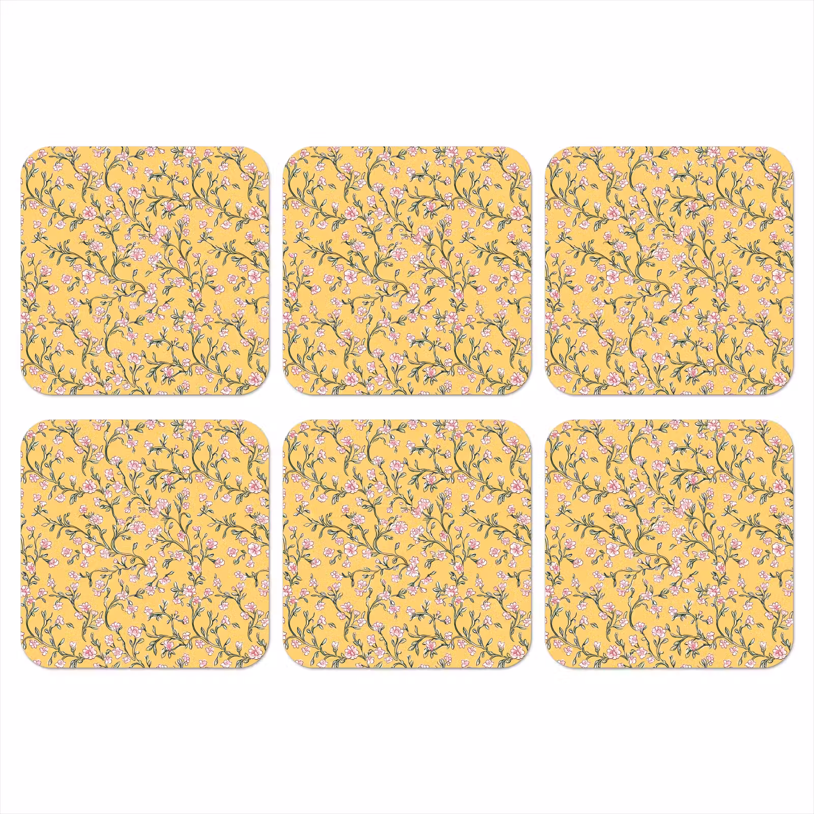 Onderzetter - Bloemen - Motief - Geel — 1