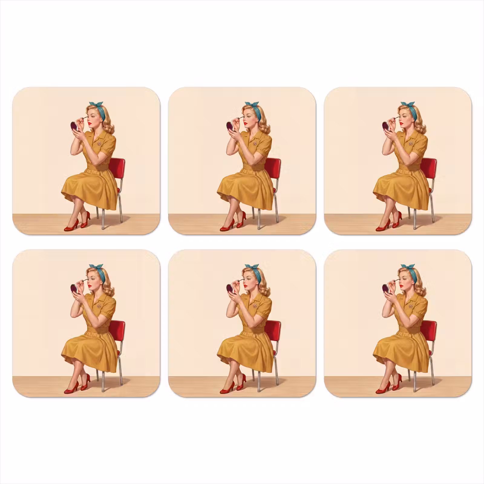 Onderzetter - Illustratie - Mascara - Vrouw - Geel — 1