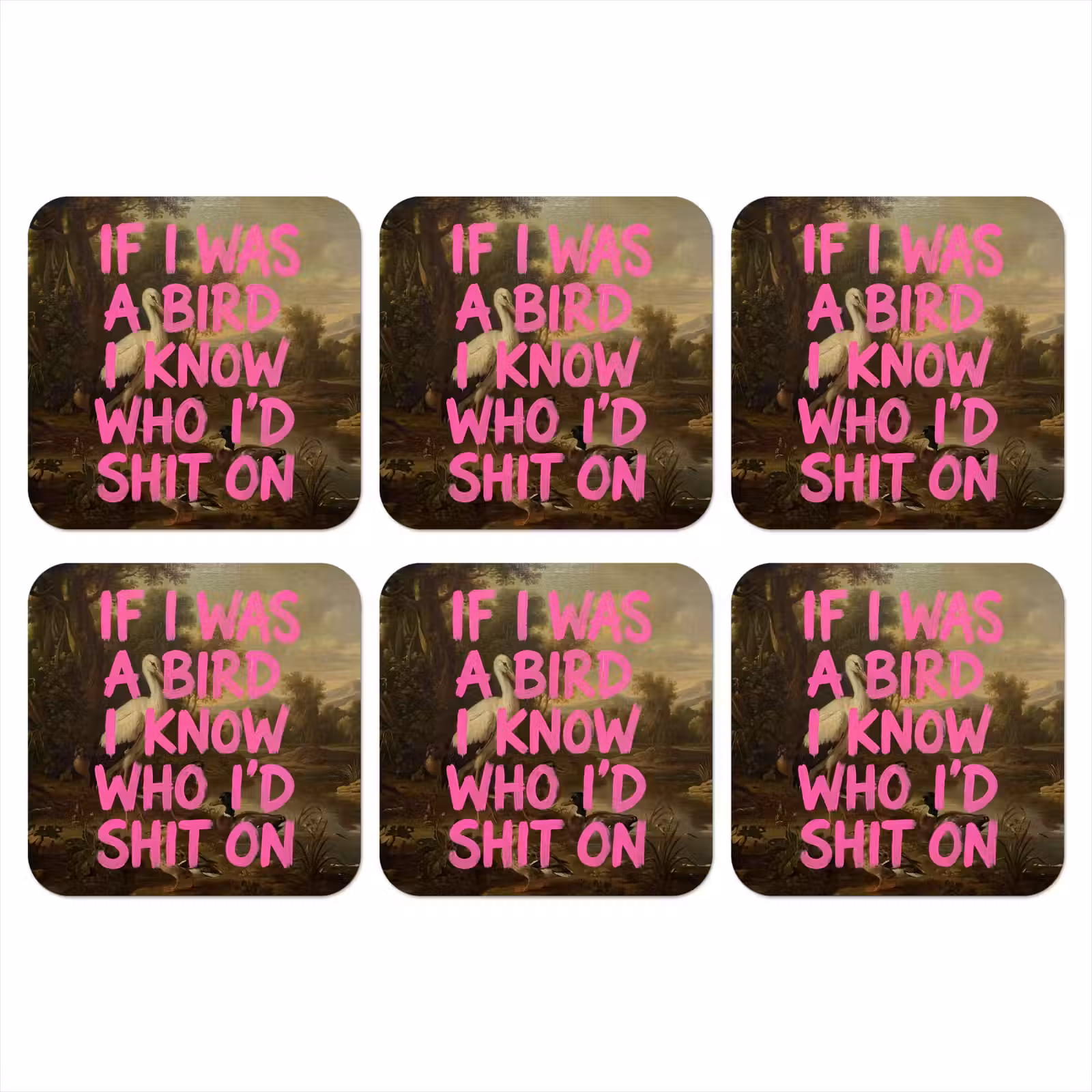 Onderzetter - Klassiek - Humor - Roze — 1
