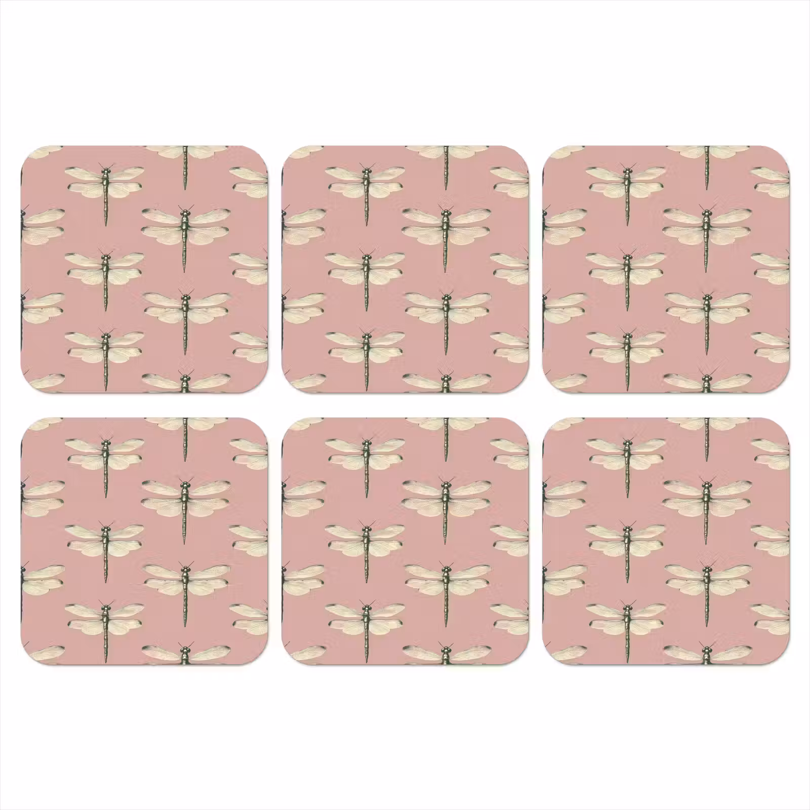 Onderzetter - Lillibellen - Patroon - Roze — 1