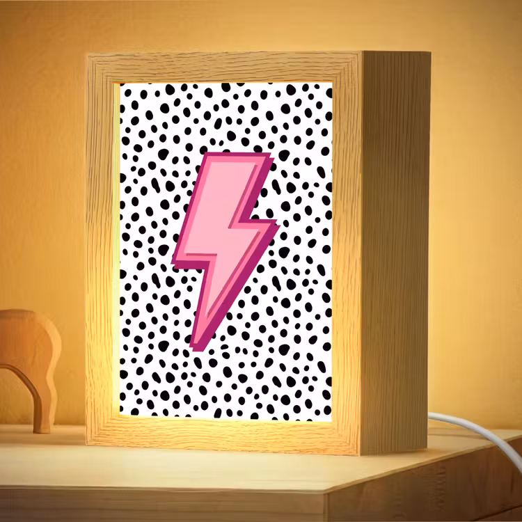 Nachtlampje - Bliksem - Roze - Stippen — 4