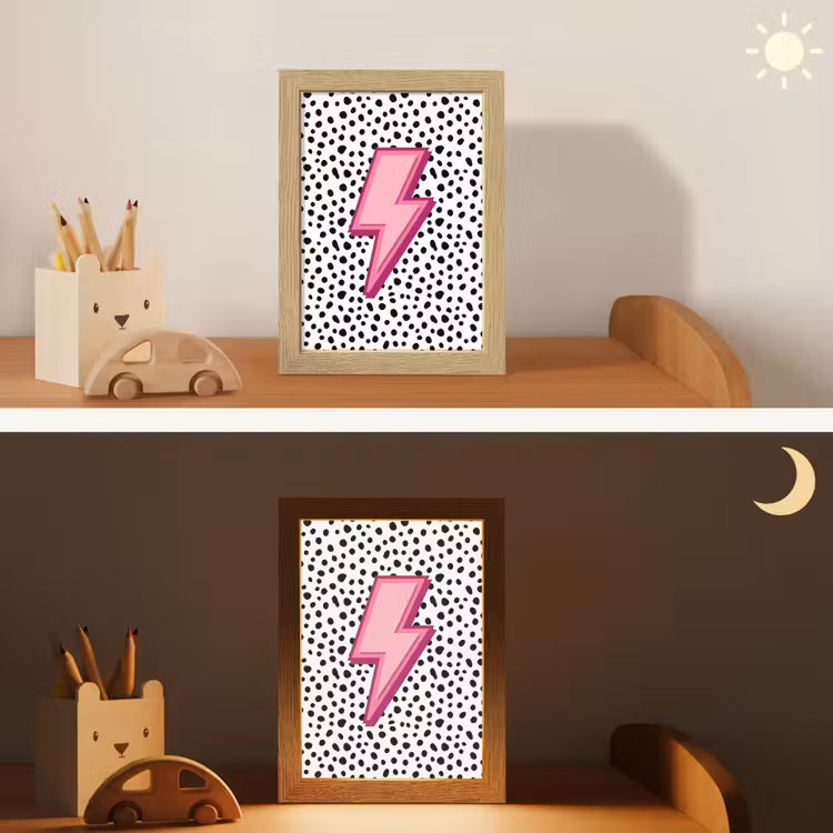 Nachtlampje - Bliksem - Roze - Stippen — 7