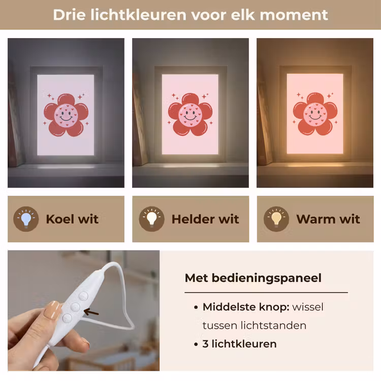 Nachtlampje - Bloem - Roze - Hartjes — 5