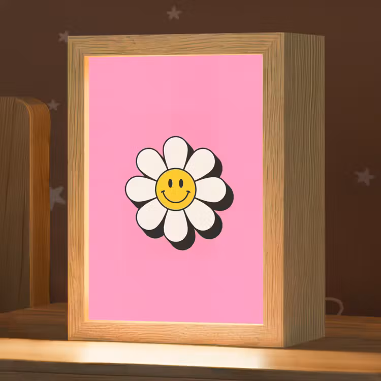 Nachtlampje - Smiley - Bloem - Roze — 1