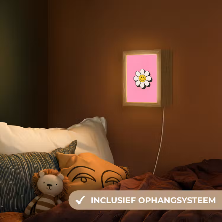 Nachtlampje - Smiley - Bloem - Roze — 3