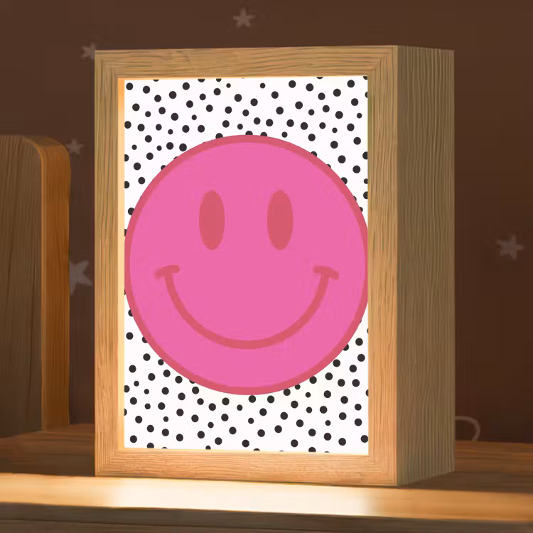 Nachtlampje - Smiley - Roze - Stippen — 1