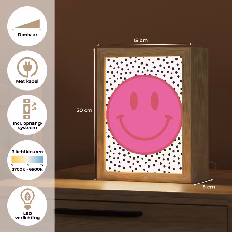 Nachtlampje - Smiley - Roze - Stippen — 2