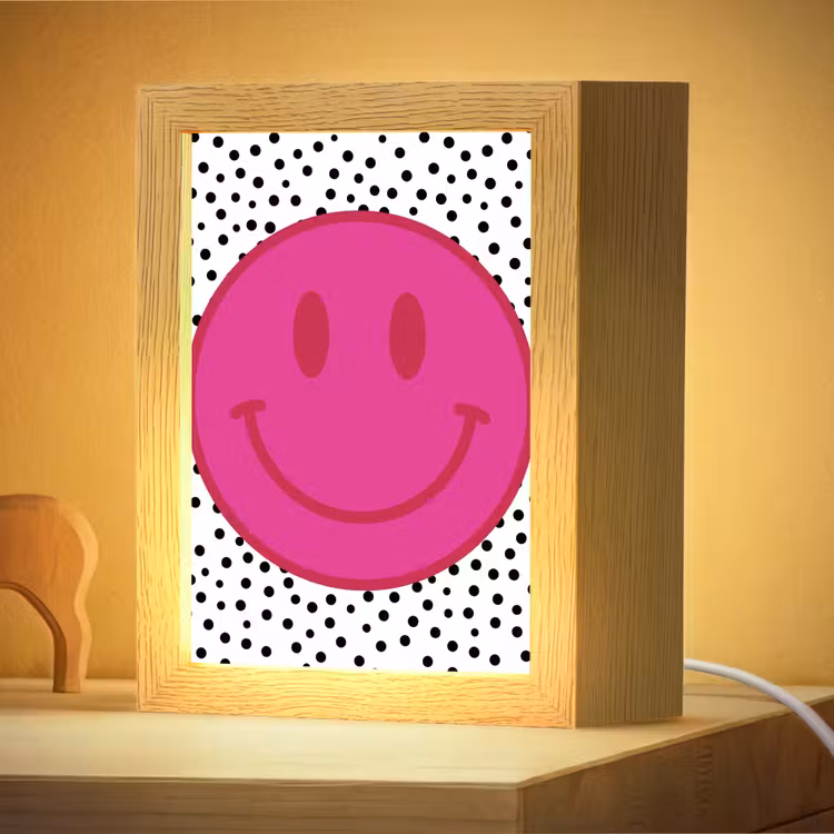 Nachtlampje - Smiley - Roze - Stippen — 4