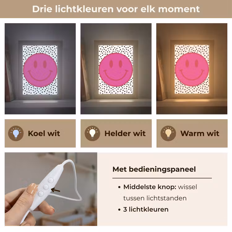 Nachtlampje - Smiley - Roze - Stippen — 5