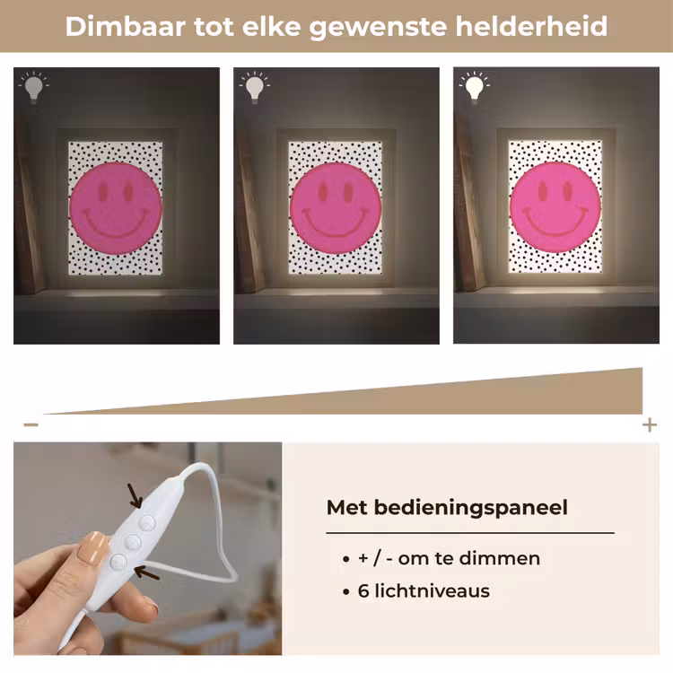 Nachtlampje - Smiley - Roze - Stippen — 6