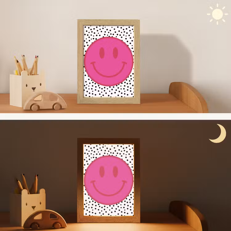 Nachtlampje - Smiley - Roze - Stippen — 7