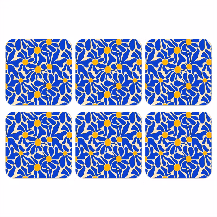 Onderzetter - Abstract - Bloem - Blauw — 1