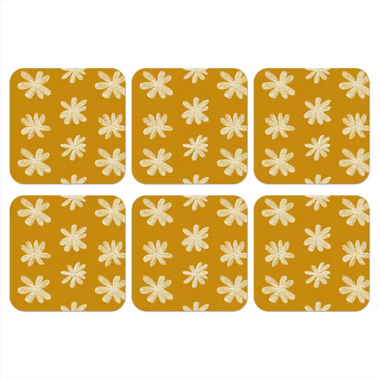 Onderzetter - Bloem - Speels - Okergeel — 1