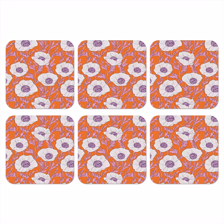 Onderzetter - Bloemen - Grafisch - Oranje — 1