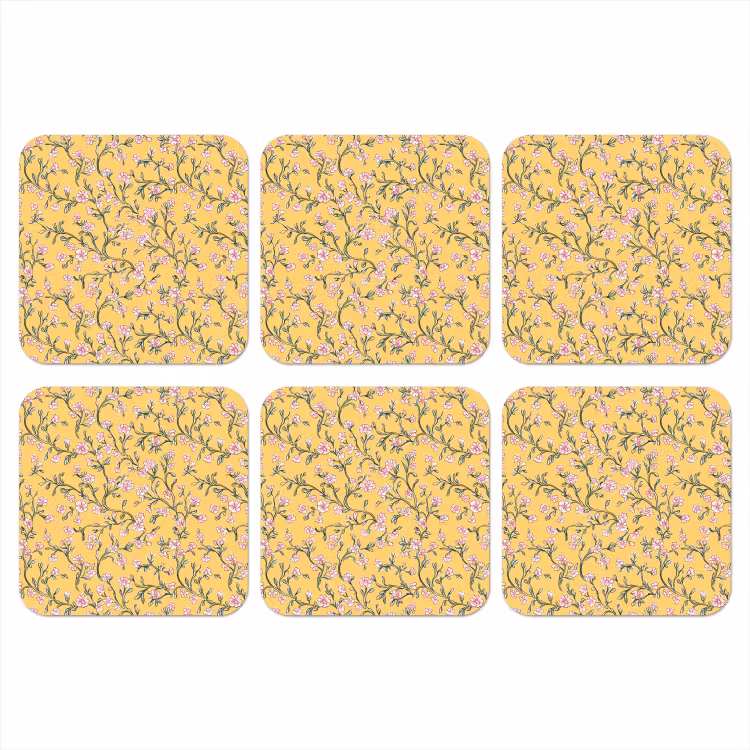 Onderzetter - Bloemen - Motief - Geel — 1