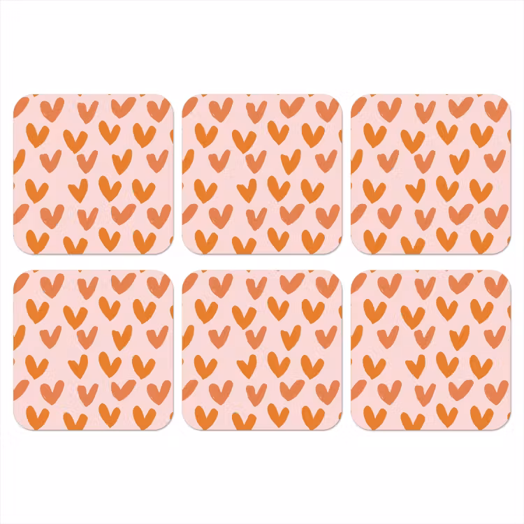 Onderzetter - Hartjes - Getekend - Oranje — 1