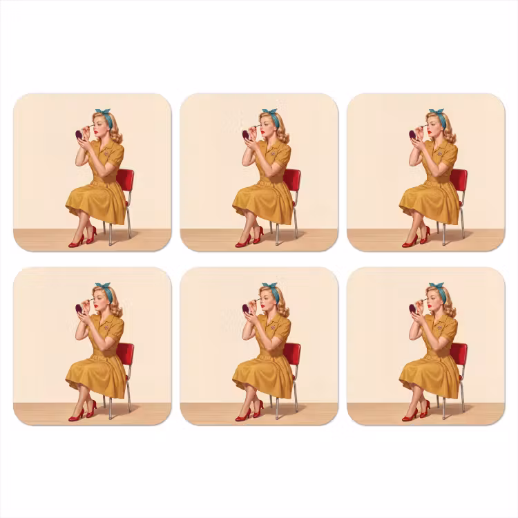 Onderzetter - Illustratie - Mascara - Vrouw - Geel — 1