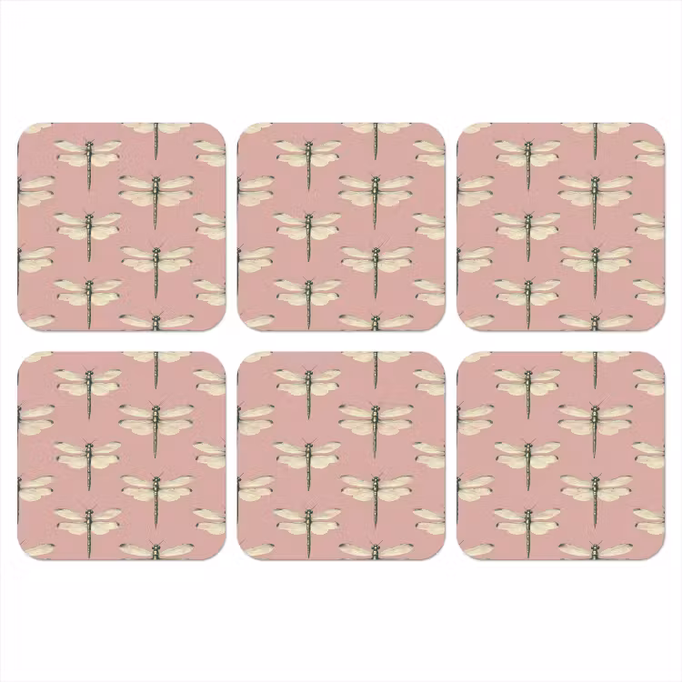 Onderzetter - Lillibellen - Patroon - Roze — 1