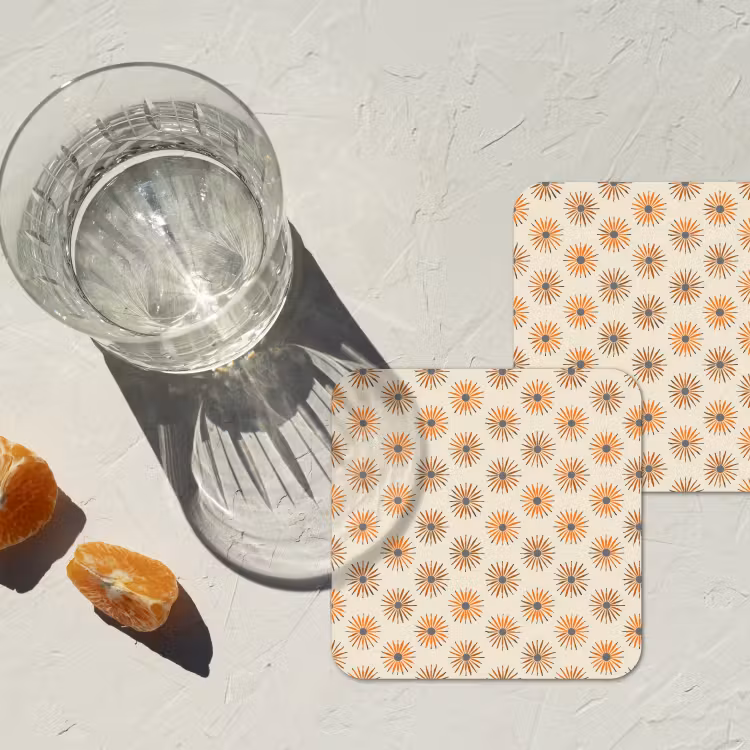 Onderzetter - Madelief - Patroon - Oranje — 3