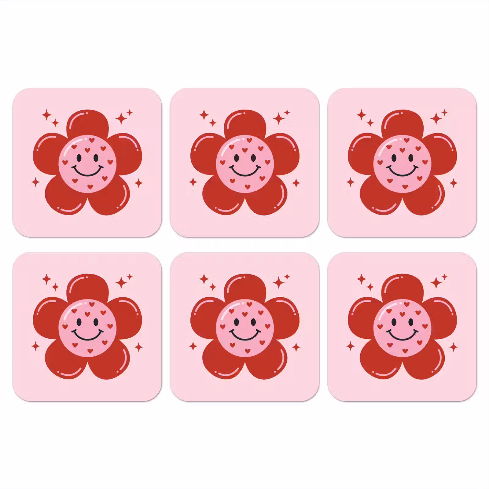 Onderzetter - Bloem - Roze - Hartjes — 1