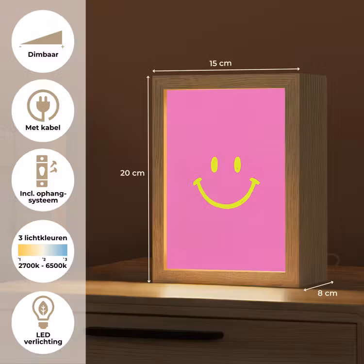 Nachtlampje - Smiley - Vrolijk - Roze — 2