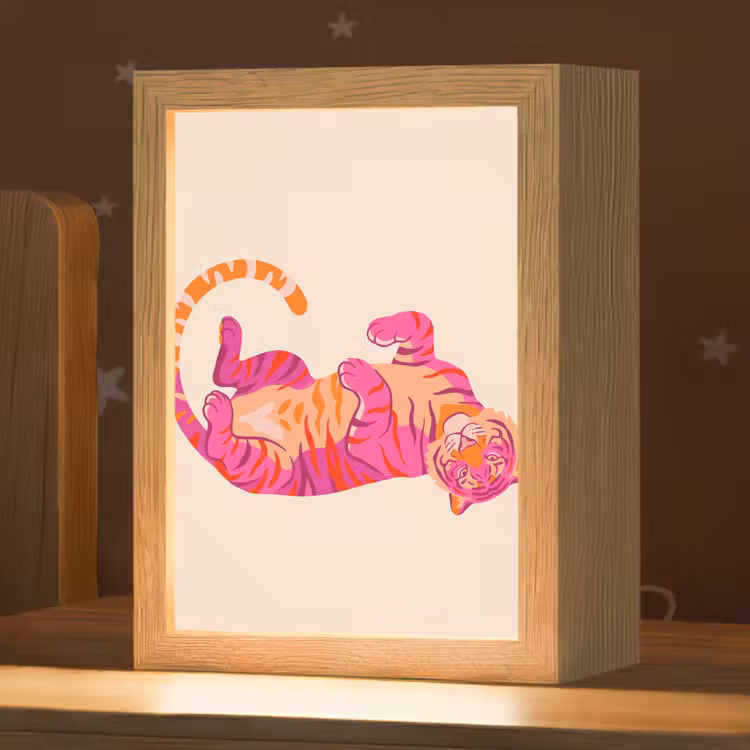 Nachtlampje - Tijger - Roze - Oranje — 1