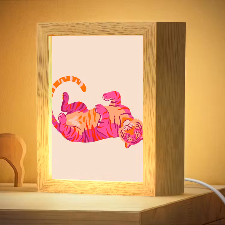Nachtlampje - Tijger - Roze - Oranje — 4