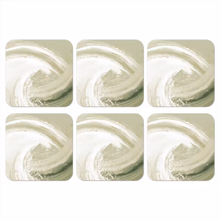 Onderzetter - Abstract - Penseelstreken - Golven - Groen — 1