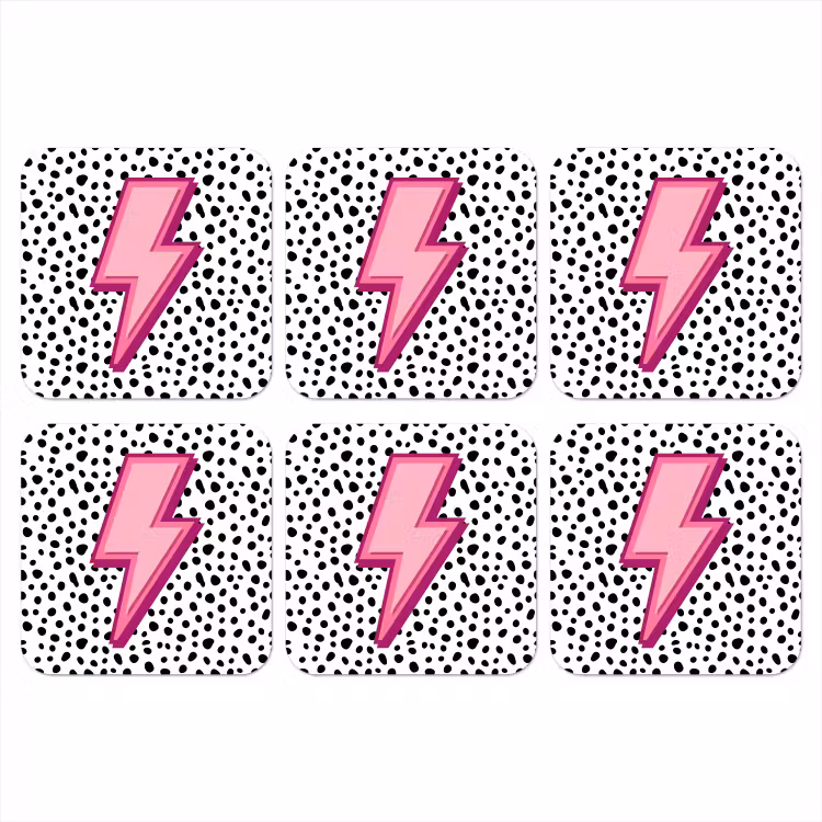 Onderzetter​ - Bliksem - Roze - Stippen — 1