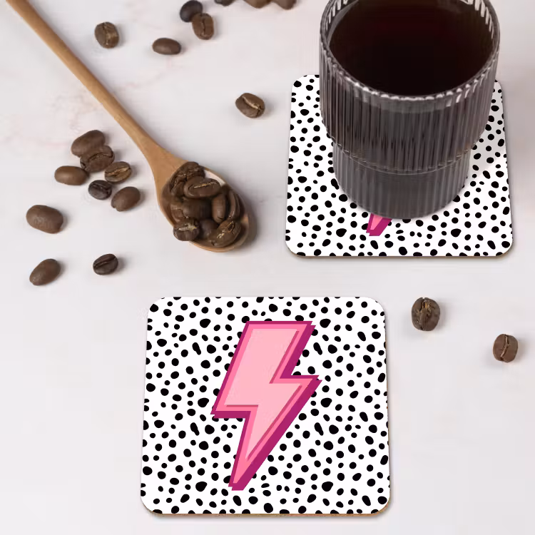 Onderzetter​ - Bliksem - Roze - Stippen — 4