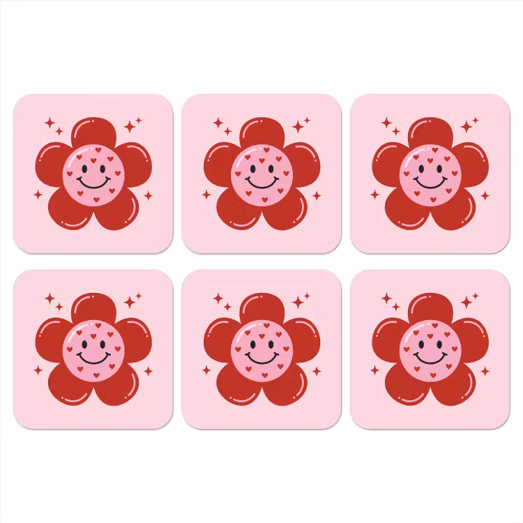 Onderzetter - Bloem - Roze - Hartjes — 1