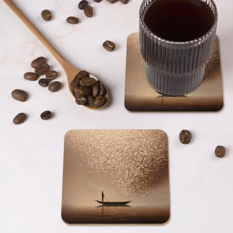 Onderzetter - Bootje - Blaadjes - Goud - Water — 4