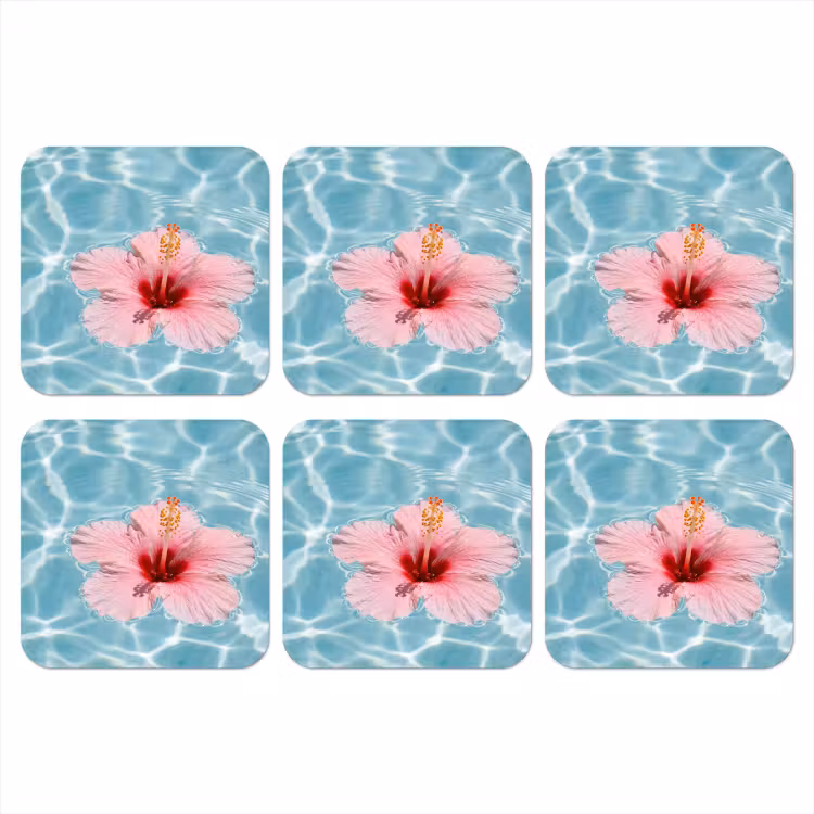 Onderzetter​ - Hibiscus - Water - Roze — 1