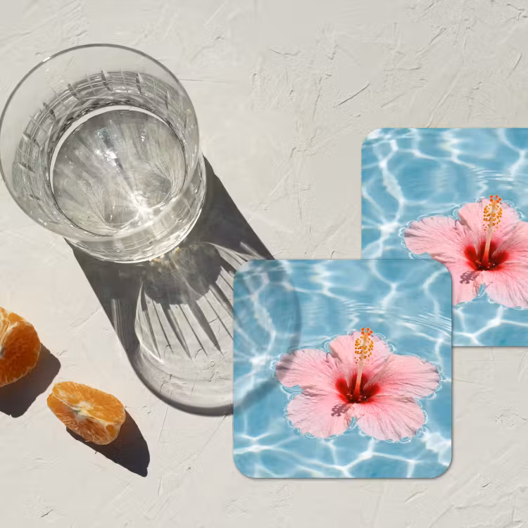 Onderzetter​ - Hibiscus - Water - Roze — 3