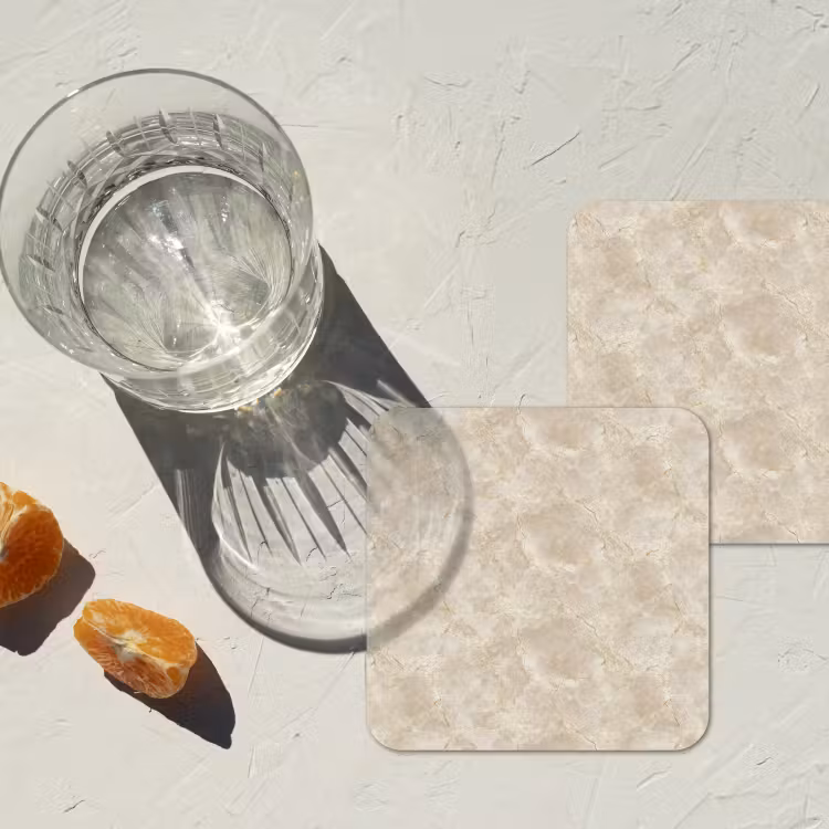 Onderzetter​ - Lichtbeige - Marmer - Aders — 3