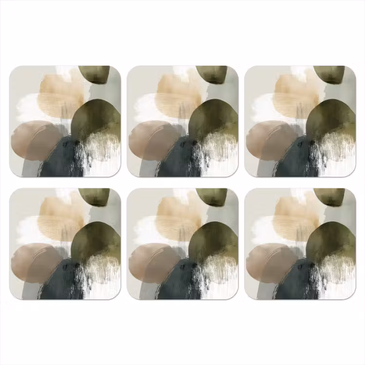 Onderzetter - Minimalistisch - Cirkels - Penseelstreken - Beige — 1