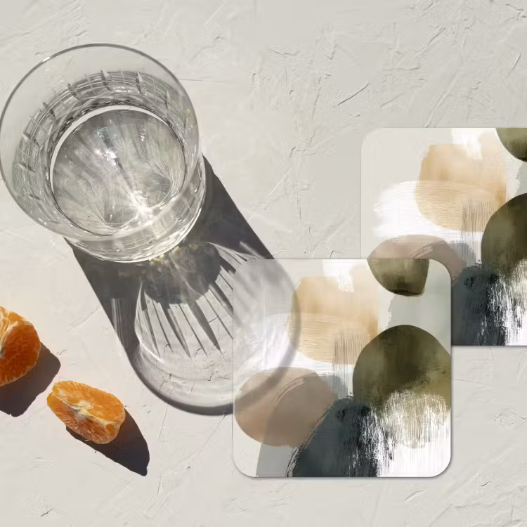 Onderzetter - Minimalistisch - Cirkels - Penseelstreken - Beige — 3