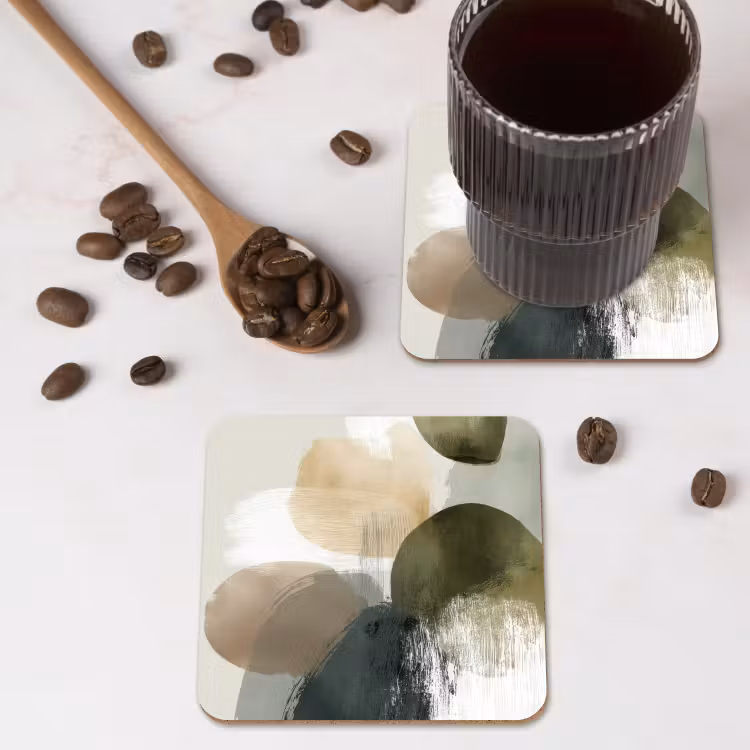 Onderzetter - Minimalistisch - Cirkels - Penseelstreken - Beige — 4