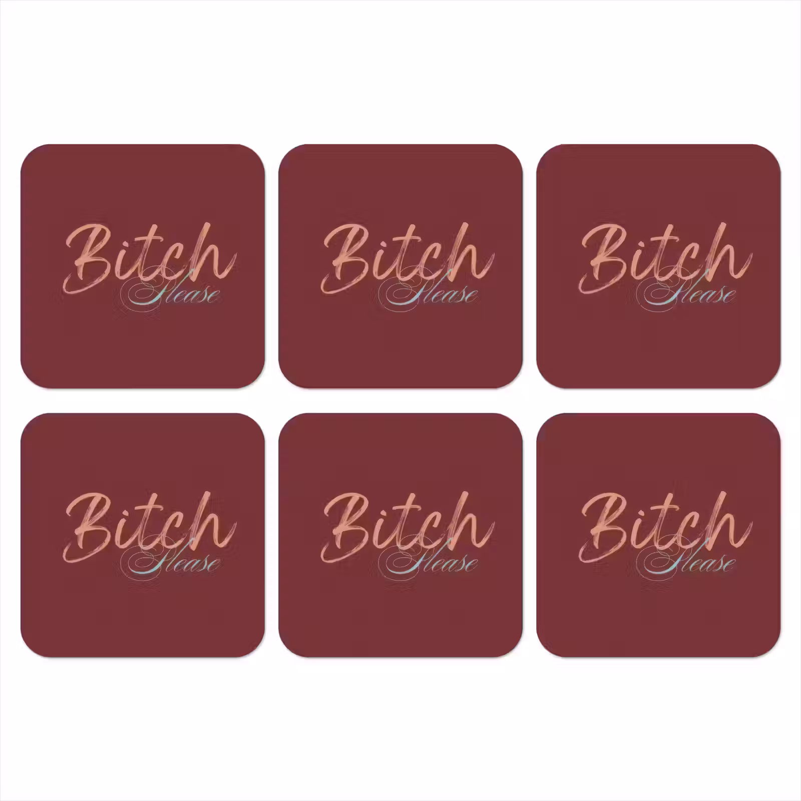 Onderzetter - Bitch please - Rood - Blauw — 1