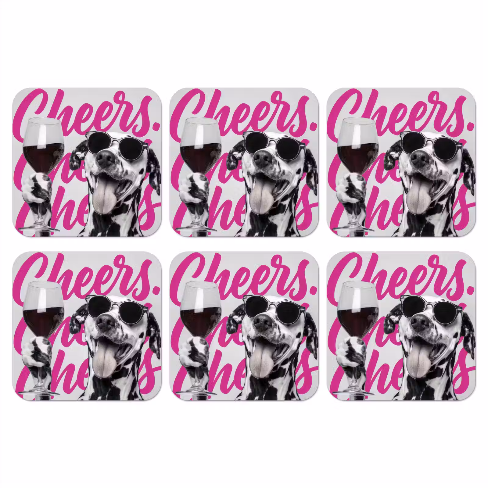 Onderzetter - Cheers - Hond - Roze - Wijn — 1