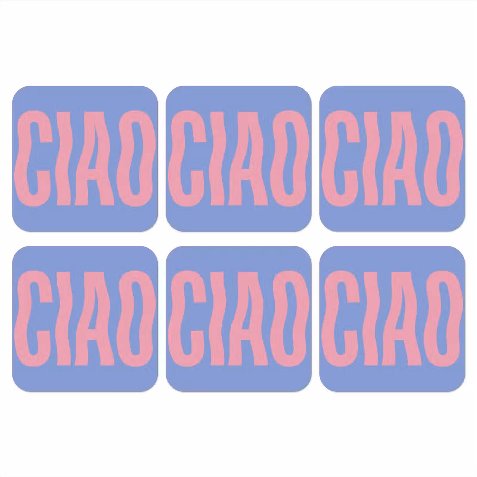 Onderzetter - Ciao - Roze - Blauw - Golvend — 1