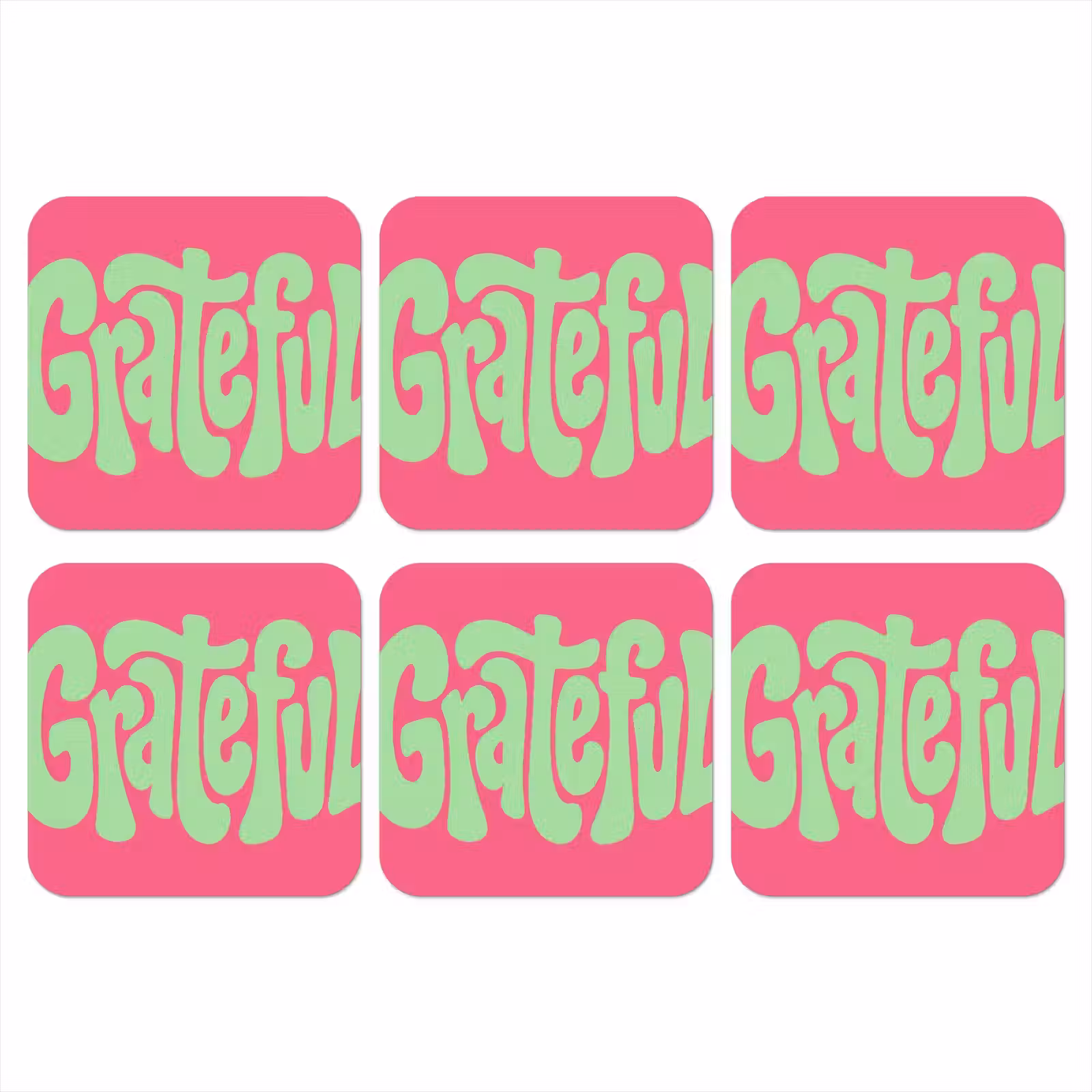 Onderzetter - Grateful - Groen - Grafisch - Vloeiend — 1